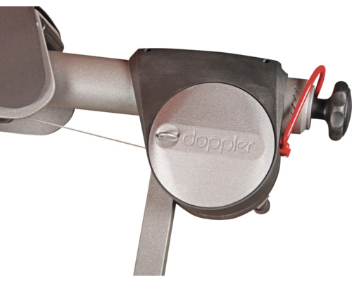 Doppler Logo auf einem Sonnenschirmständer
