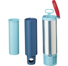 Drei verschiedene Ansichten einer Edelstahl-Hülse für einen Bodeneinbaustrahler