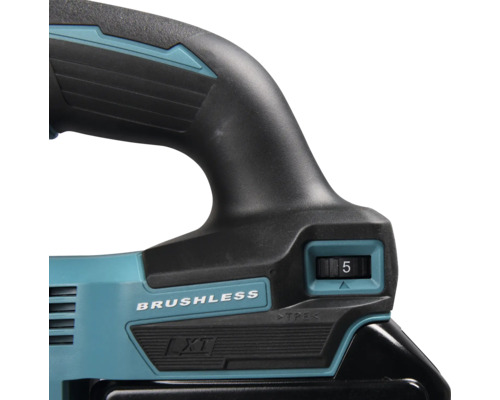 Detailansicht einer Akku-Heißklebepistole mit Brushless-Motor und Einstellknopf