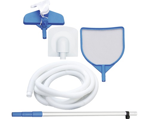 Poolreinigungsset mit Bürste, Kescher, Sauger, Schlauch und Stange