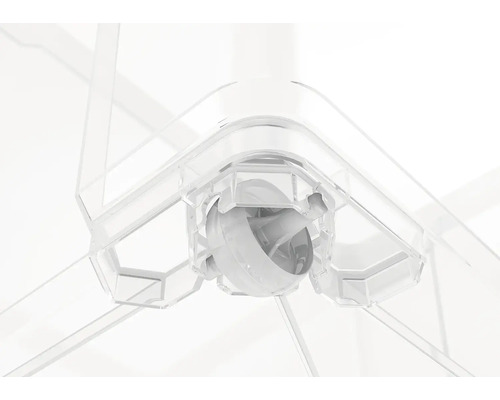 Detailaufnahme eines transparenten Deckenventilators