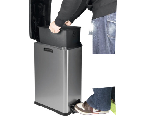 Edelstahl Abfalleimer mit Fußpedal und herausnehmbarem Inneneimer