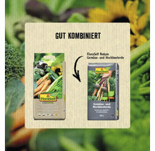 Empfohlene Kombination: FloraSelf Bio-Erde und FloraSelf Gemüse- und Hochbeeterde.