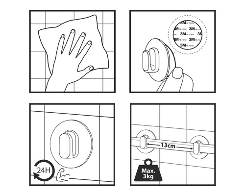 Anleitung zur Montage eines selbstklebenden Badaccessoires