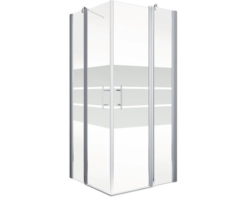 Eckdusche mit transparentem Glas und Griffen