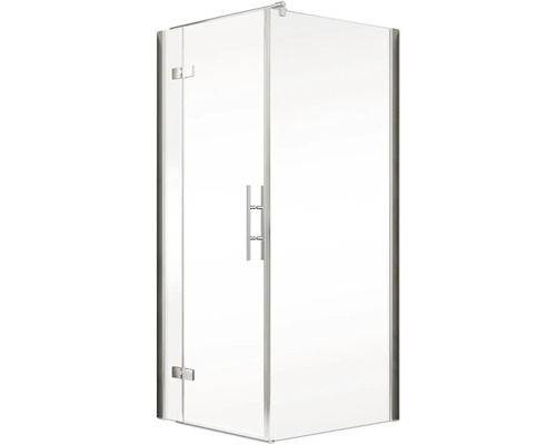 Eckdusche mit Tür aus Klarglas