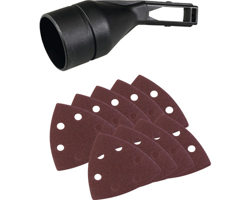 Staubabsaugadapter und Schleifpapier für Dreieckschleifer