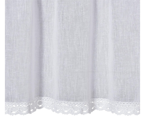 Weißer Stoffvorhang mit Spitzenbesatz
