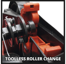 Detailaufnahme des werkzeuglosen Rollenwechsels