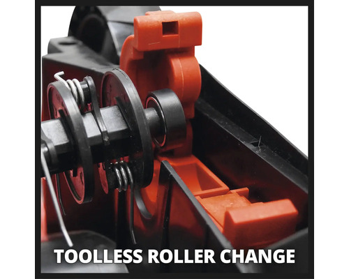 Detailaufnahme des werkzeuglosen Rollenwechsels