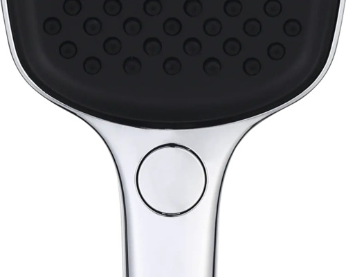 Detailansicht eines Duschkopfes mit Strahlarten-Umschalter