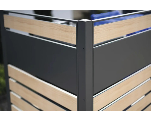 Mülltonnenbox aus Aluminium und Holz