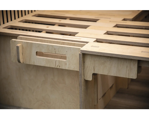 Holzrahmenbett mit Schublade für zusätzlichen Stauraum