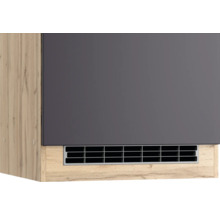 Hängeschrank mit grauer Tür und Holzkorpus