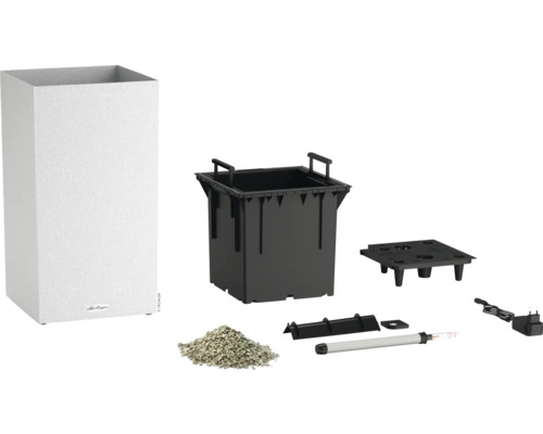 Blumenkübel mit Bewässerungssystem und Zubehör.