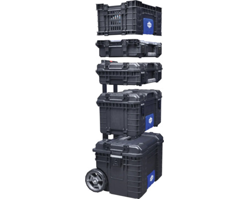 Werkzeugkoffer-Set auf einem Wagen für den Transport