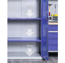 Hochschrank Industrial 1000 x 1960 x 580 mm grau blau 1 Doppeltür 3 Einlegeböden-thumb-7