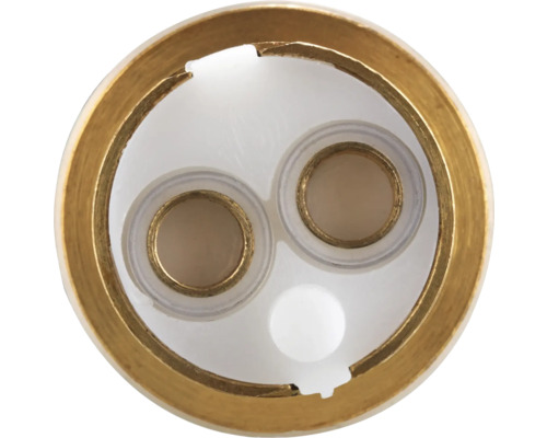 Innenansicht einer Sanitärarmatur mit zwei Öffnungen