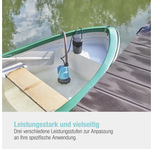 Gartenpumpe im Boot am Steg