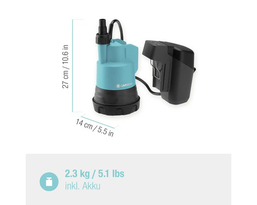 Gardena Akku-Tauchpumpe mit Batteriepack