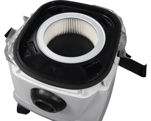 Innenansicht eines Staubsaugers mit eingesetztem Filter