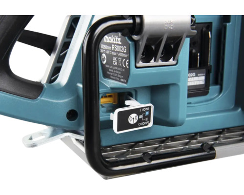 Makita Logo Elektrowerkzeug Detailansicht mit Ein- und Ausschalter