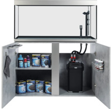 Aquariumkombination mit offenem Unterschrank und Zubehör