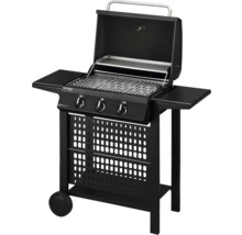 Gasgrill mit drei Brennern, Grillrosten, Warmhalterost, Seitenablagen und Untergestell