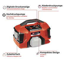 Einhell Pressito 18 Volt Akku-Hybrid-Kompressor mit Digitalanzeige