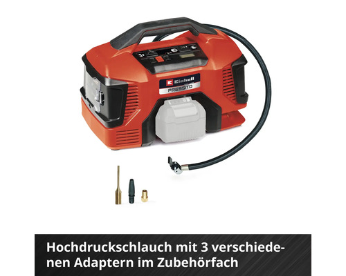 Einhell Pressito 18 Volt Akku-Hybrid-Kompressor mit Adaptern