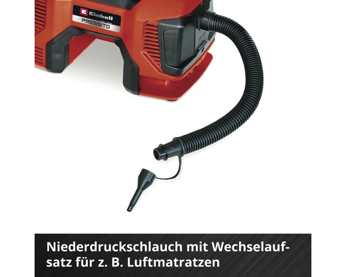 Einhell Pressito Niederdruckschlauch mit Wechselaufsatz für Luftmatratzen