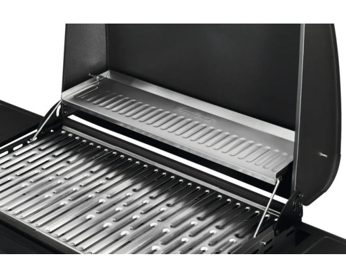 Innenansicht eines Gasgrills mit Grillrost und Warmhalterost