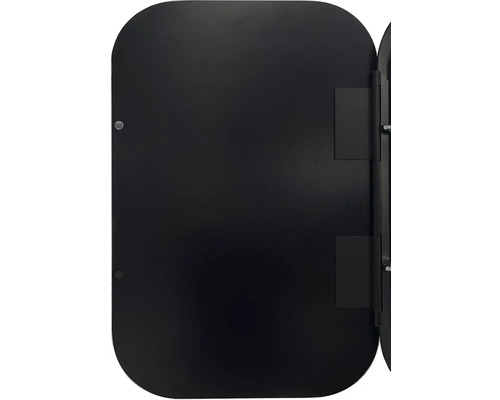 Schwarze Revisionsklappe mit abgerundeten Ecken