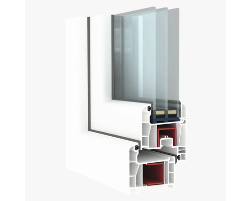 Schnittansicht eines Kunststofffensters mit Mehrfachverglasung