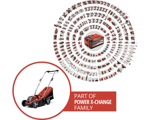 Power X-Change Akku-Familie mit Rasenmäher und Akku