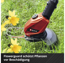 Einhell Rasentrimmer mit Pflanzenschutzbügel im Einsatz