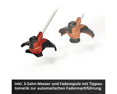 Rasentrimmer mit 3-Zahn-Messer und Fadenspule