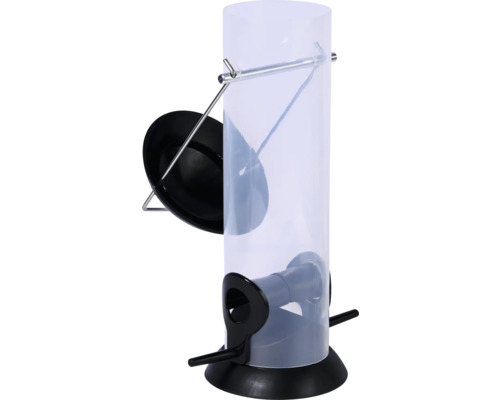 Vogelfutterspender mit Sitzstangen und transparentem Behälter