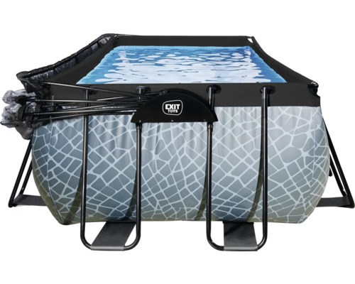 Rechteckiger EXIT Toys Pool mit Abdeckung und grauem Muster