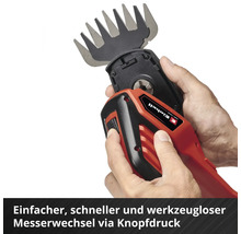 Akkuschere mit Gras- und Strauchmesser in Händen