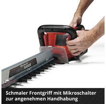 Einhell Akku Heckenschere im Einsatz mit Handgriffen