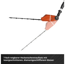 Heckenscherenaufsatz mit siebenfach verstellbarem Laserschnittmesser