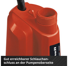 Detailansicht einer Tauchpumpe mit Schlauchanschluss auf der Oberseite