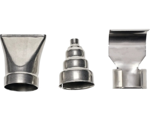 Drei Düsenaufsätze für Heißluftpistolen aus Metall
