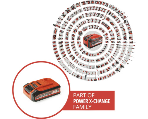 Einhell Power X-Change Akku und zugehörige Werkzeuge