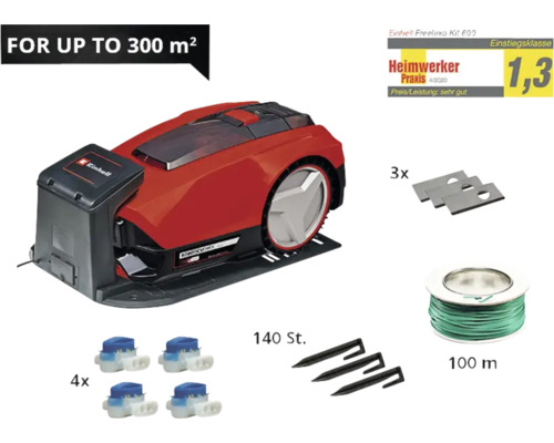 Einhell Mähroboter Freelexo Kit 600 mit Zubehör für Rasenflächen bis zu 300 Quadratmeter