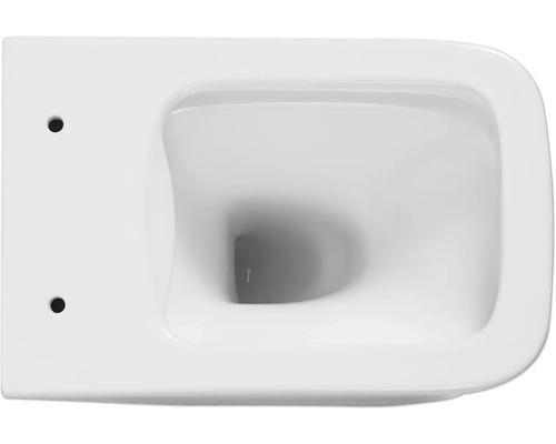 Weiße Hänge-Toilette in Aufsicht