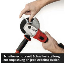 Einhandwinkelschleifer mit Schnellverstellung des Scheibenschutzes zur Anpassung an die Arbeitsposition