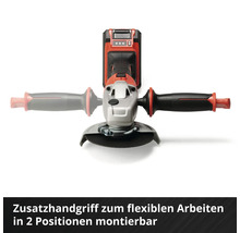 Akku Winkelschleifer mit montierbarem Zusatzhandgriff für flexible Arbeiten