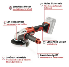 Einhandwinkelschleifer mit Akku und Zusatzhandgriff